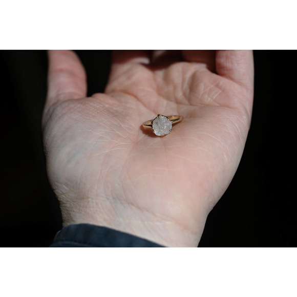 Size 4 14k Gold Diamond Ring, Raw Diamond Engagement Ring Solid Gold Eng… - Picture 3 of 4